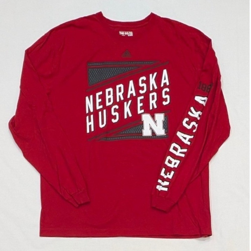 Adidas Nebraska Huskers Long Sleeve T-Shirt Red Mens 2X The Go-To Tee
